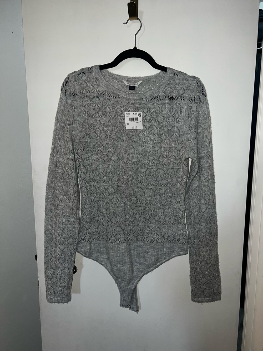 American Eagle Outfitters Gray Open-Knit Sweater